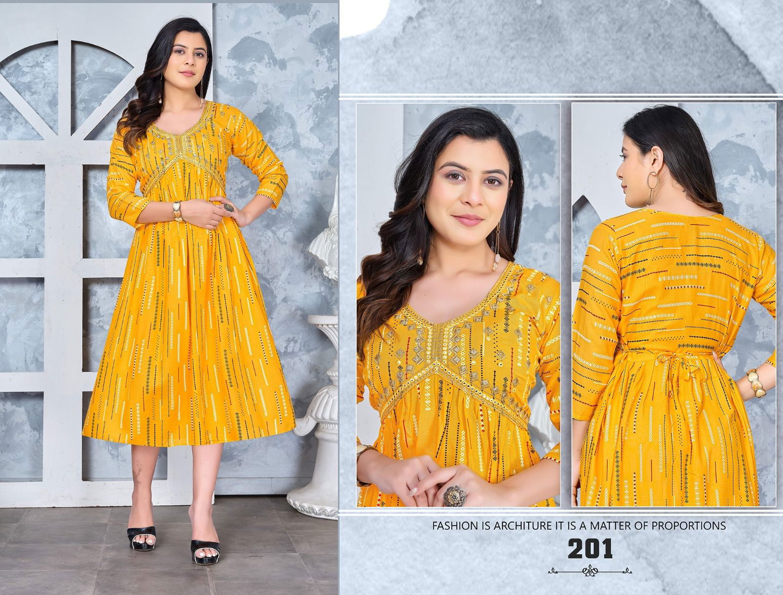 Golden Angel Beauty Alia Cut Anarkali Kurtis Catalog
